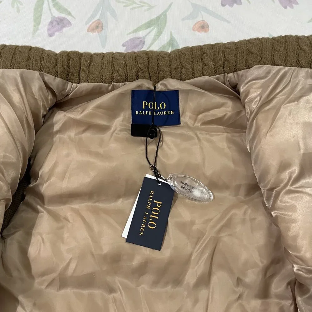 Ralph Lauren Cable Knit Down Vest Brown - Picture 3 of 9